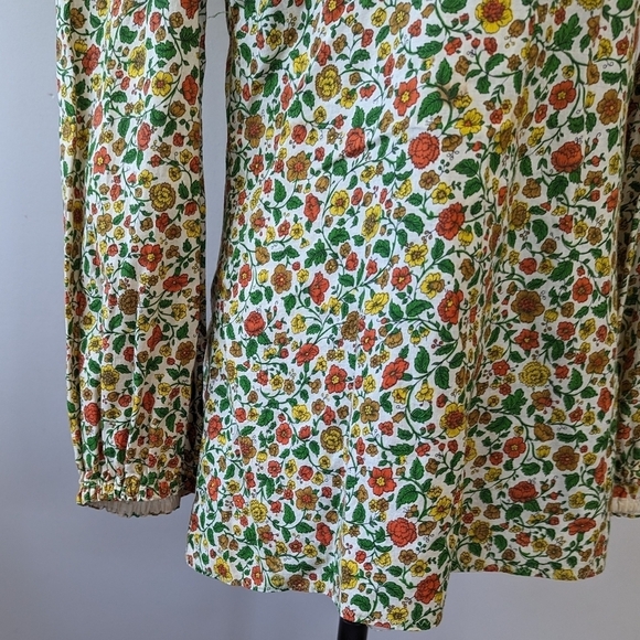 Vintage 70s Prairie Handmade Floral Flutter Sleeve Top Ditsy - Picture 6 of 15